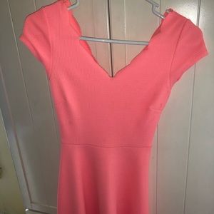 Coral scallop neck dress
